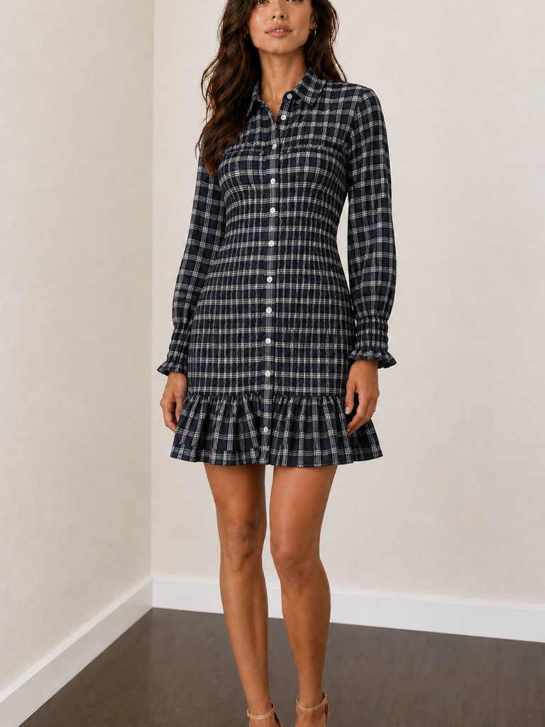 Veronica Beard Kelsey Dress Plaid Gauze Shirred Mini Size 4 New Tag $448